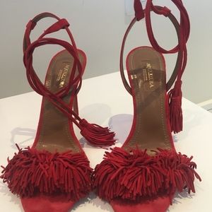 Authentic Aquazurra Wild Thing Suede Fringe